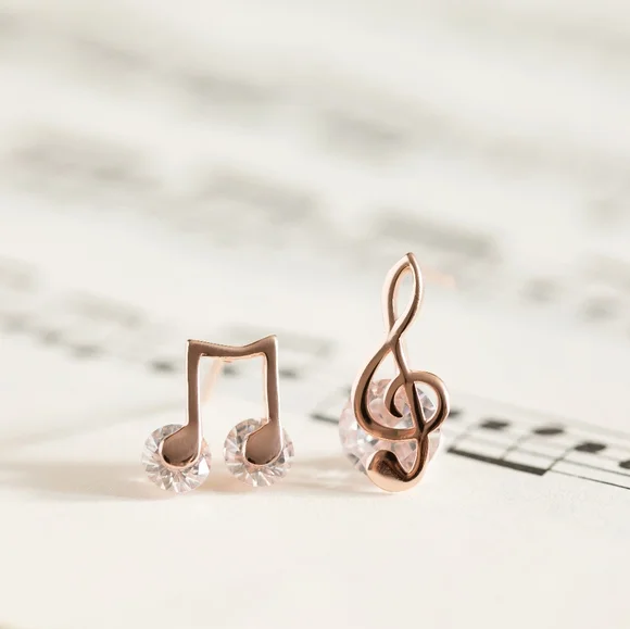 Rose Gold Musical Studs (S925) - Only 1 left! - Picture 1 of 6
